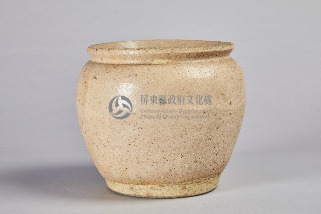陶製素面黃白釉罐藏品圖，第1張