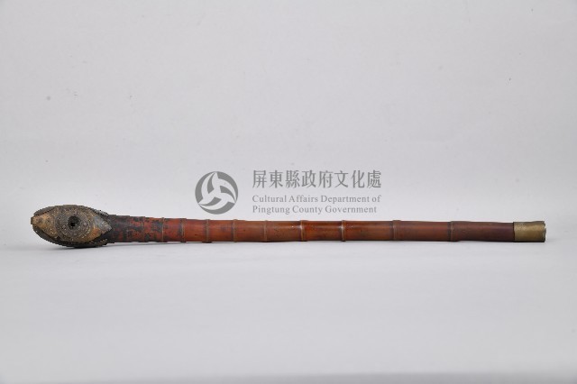 雲紋金屬製煙鍋竹製旱煙桿藏品圖，第1張