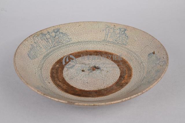 開片騎馬彩繪陶盤藏品圖，第1張