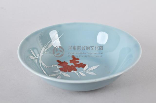白枝南天竺紋天青瓷碗藏品圖，第1張