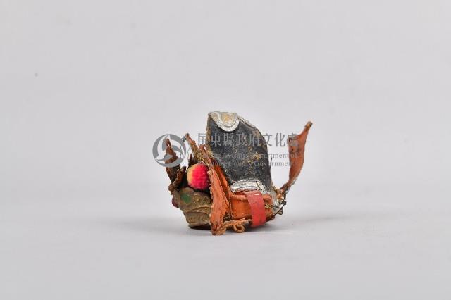 鑲紅石金屬橘底神像流蘇冠藏品圖，第3張