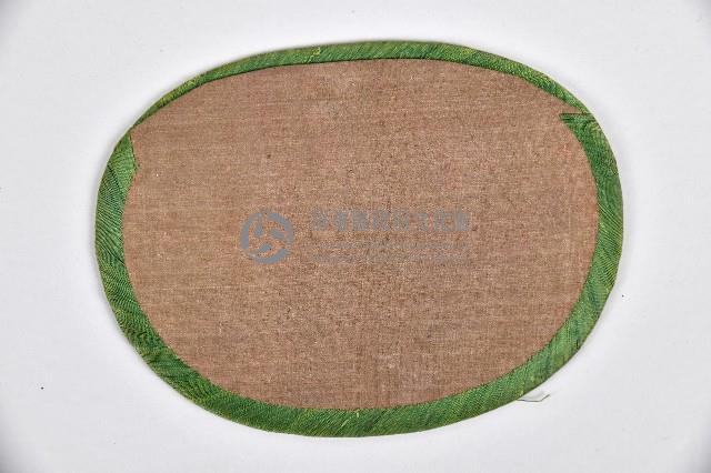 黑底綠邊花草人物刺繡袋藏品圖，第2張