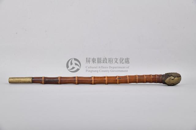 雙鯉魚紋金屬製煙鍋竹製旱煙桿藏品圖，第2張