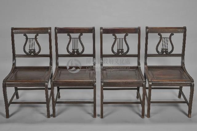 靠背豎琴紋飾餐椅藏品圖，第2張