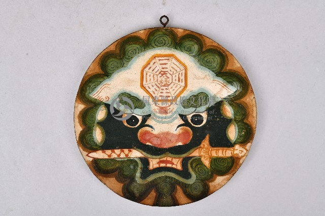 劍獅木製圓盤掛件藏品圖，第1張
