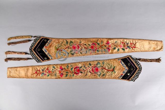 黃底牡丹串珠劍帶藏品圖，第1張