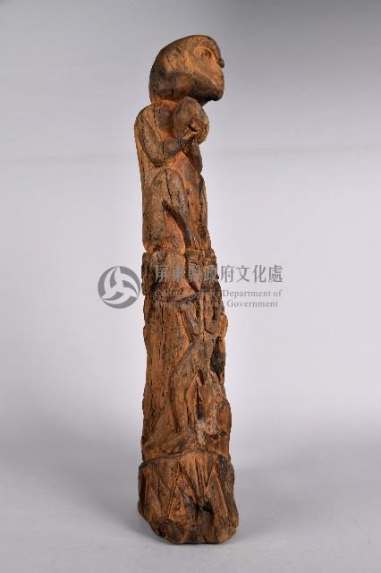 猴子群像木雕柱藏品圖，第4張