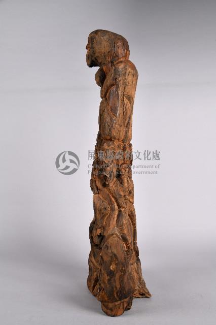 猴子群像木雕柱藏品圖，第3張