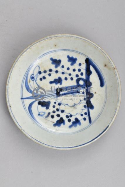 花卉紋青花陶盤藏品圖，第3張