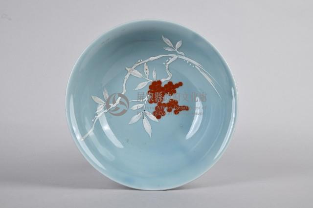 白枝南天竺紋天青瓷碗藏品圖，第3張