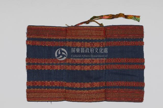 藍底紅紋夾織布藏品圖，第1張