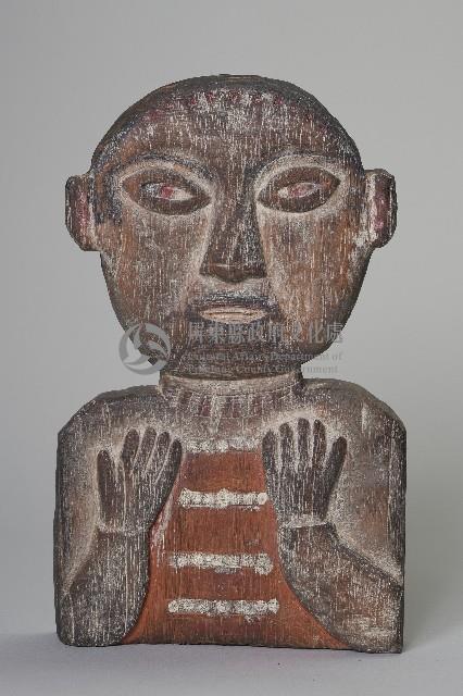 彩繪半身人像木雕藏品圖，第1張