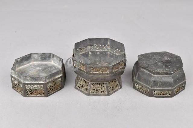 錫合金製八角雙層粉餅盒藏品圖，第1張