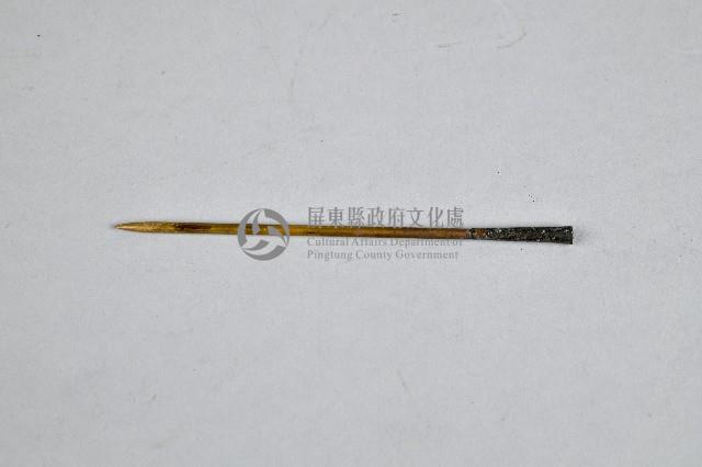 黃銅製梅枝雀鳥雙筒水煙斗-菸針藏品圖，第1張