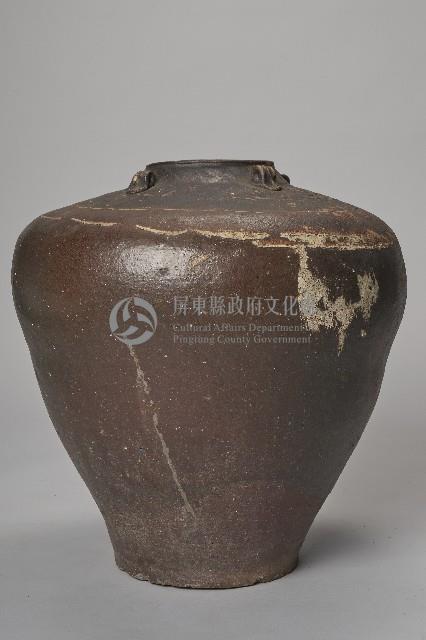 紅胎深褐釉四耳甕藏品圖，第1張