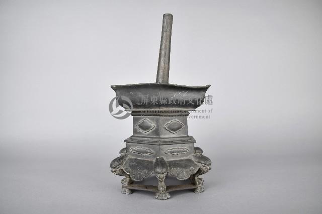 六角六足束腰合金燭台-2藏品圖，第1張
