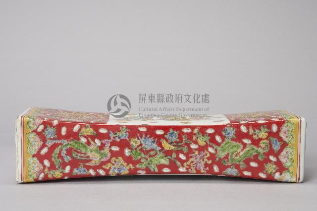 青紅瓷壽枕-紅邊南極仙翁藏品圖，第1張