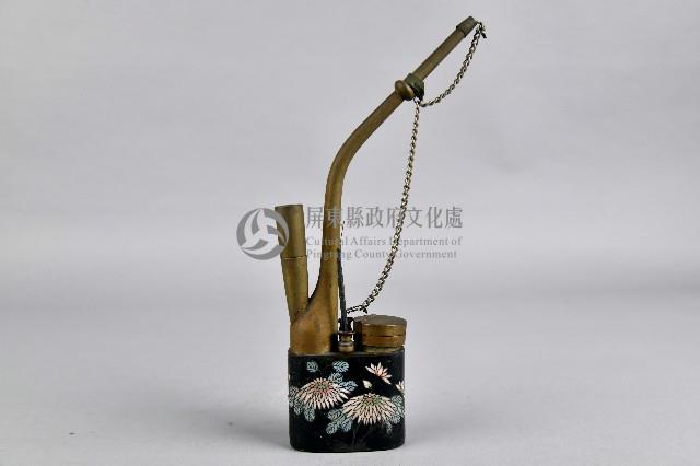 琺瑯花繪雙筒水煙斗藏品圖，第2張