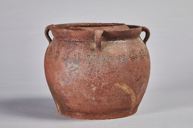 陶製紅胎褐釉四耳油罐藏品圖，第3張