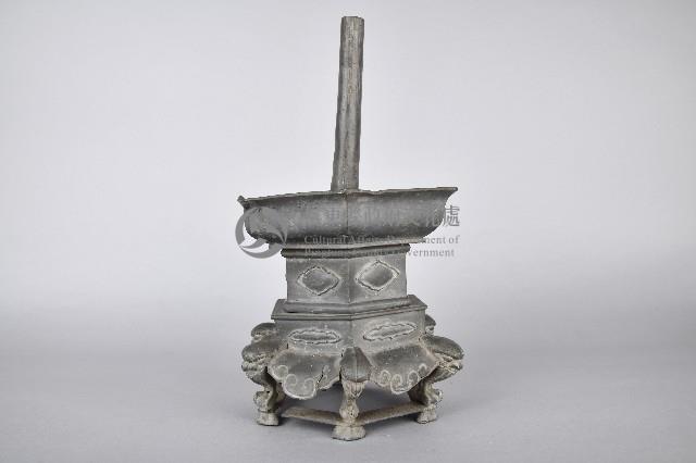 六角六足束腰合金燭台-1藏品圖，第3張