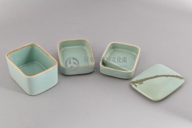 天青釉三層陶便當盒藏品圖，第3張