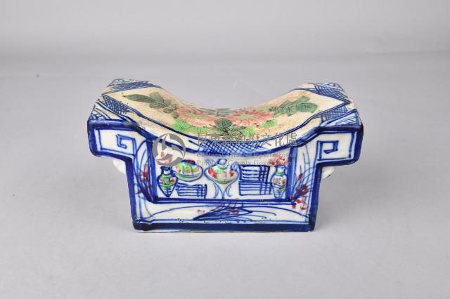 彩繪花草青花瓷枕藏品圖，第3張