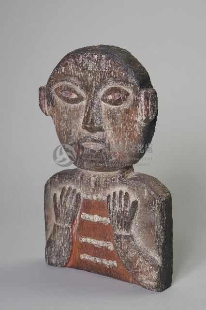 彩繪半身人像木雕藏品圖，第3張