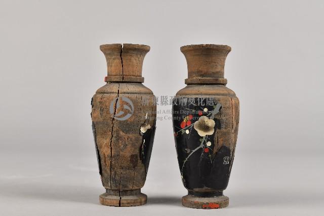 梅枝彩繪木製神桌花瓶藏品圖，第2張