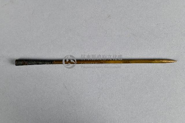 黃銅製梅枝雀鳥雙筒水煙斗-菸針藏品圖，第2張