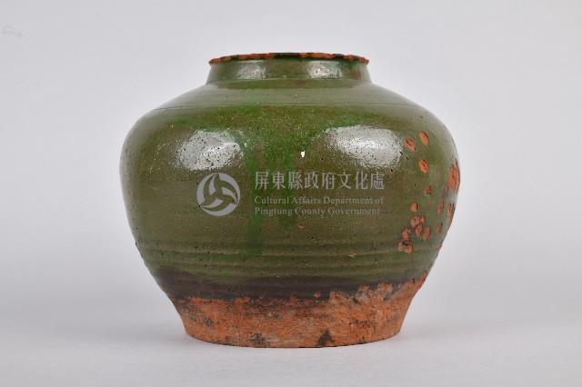 陶製紅胎綠釉壺藏品圖，第2張