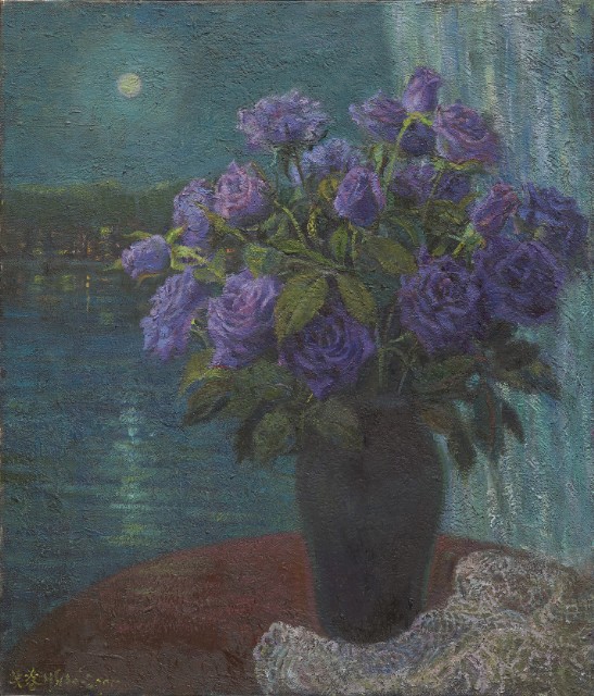 Purple Roses at Night