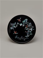 麻雀菊花螺鈿漆盤 藏品圖，第1張