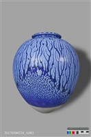 寶藍灰條紋釉罐 藏品圖，第1張