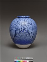 寶藍灰條紋釉罐 藏品圖，第2張