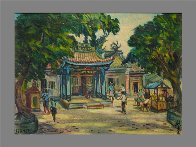 廟前斜陽的圖片