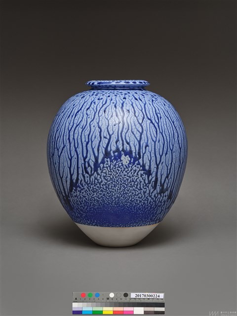 寶藍灰條紋釉罐 藏品圖，第2張