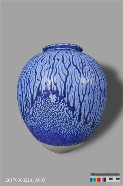 寶藍灰條紋釉罐 藏品圖，第1張