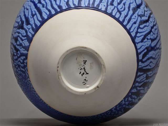 寶藍灰條紋釉罐 藏品圖，第3張