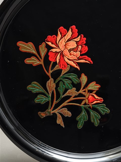 牡丹描彩高繪盤藏品圖，第4張