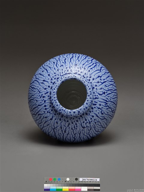 寶藍灰條紋釉罐 藏品圖，第4張