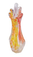 紅黃彩花口細頸玻璃花瓶藏品圖，第2張