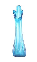 水藍色不規則花口直式透明玻璃花瓶藏品圖，第1張