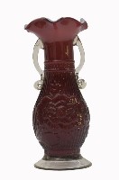 紫色福囍字雙耳花口玻璃花瓶藏品圖，第2張