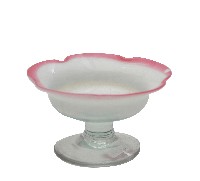 粉紅色菱口高腳玻璃碗藏品圖，第2張