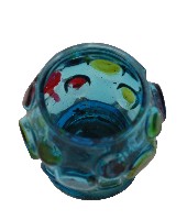 淡藍色紅黃彩鼓釘玻璃杯藏品圖，第1張