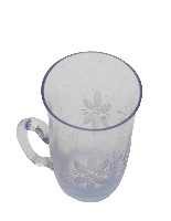 淡藍色透明花卉紋提把杯藏品圖，第1張