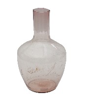 淡粉色纏枝花卉紋透明玻璃直頸瓶藏品圖，第1張