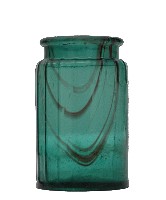 青綠色透明玻璃圓口方瓶藏品圖，第2張