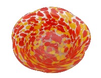 紅黃斑點花口玻璃大碗藏品圖，第1張