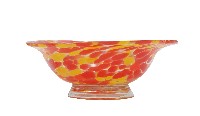 紅黃斑點花口玻璃大碗藏品圖，第2張